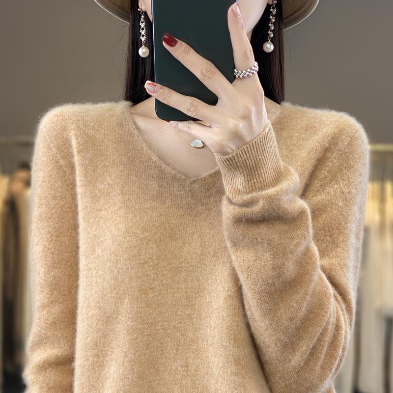Dámský kašmírový svetr Kašmír Qinghe 30% kašmír 70% vlna podzimní a zimní pulovr hřejivý a módní