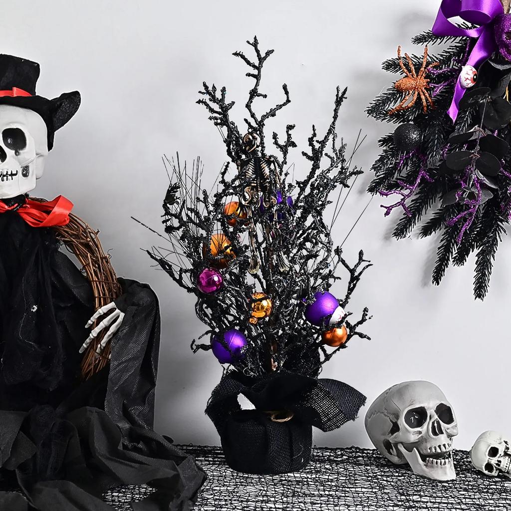 Halloween And Festival Decorative Wreaths, Maple Leaves, Terrifying Skulls, Festival Party Atmosphere Decorations, Rattan Rings.