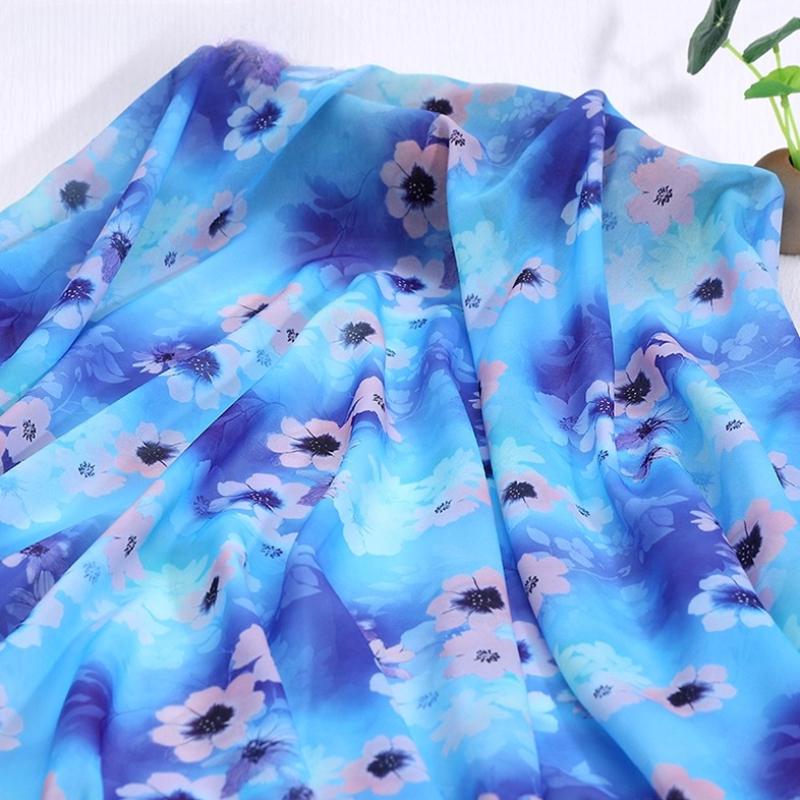 100x150cm 30D Printed Chiffon Ink Chinese Style Fabric Transparent for Sewing Skirt Gauze Scarf Clothing Fabric