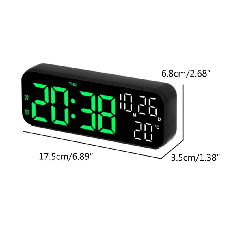 Versatile LED Alarm Clock with Temperature and Humidity Display Durable 12/24 Hour Format and 3 Adjustable Brightness
