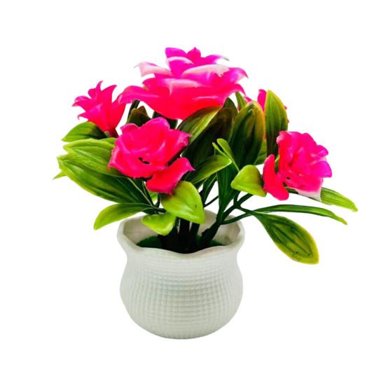 

Искусственные растения в горшках 5 головок роз Домашний офис Настольный центральный элемент Свадьба розовый