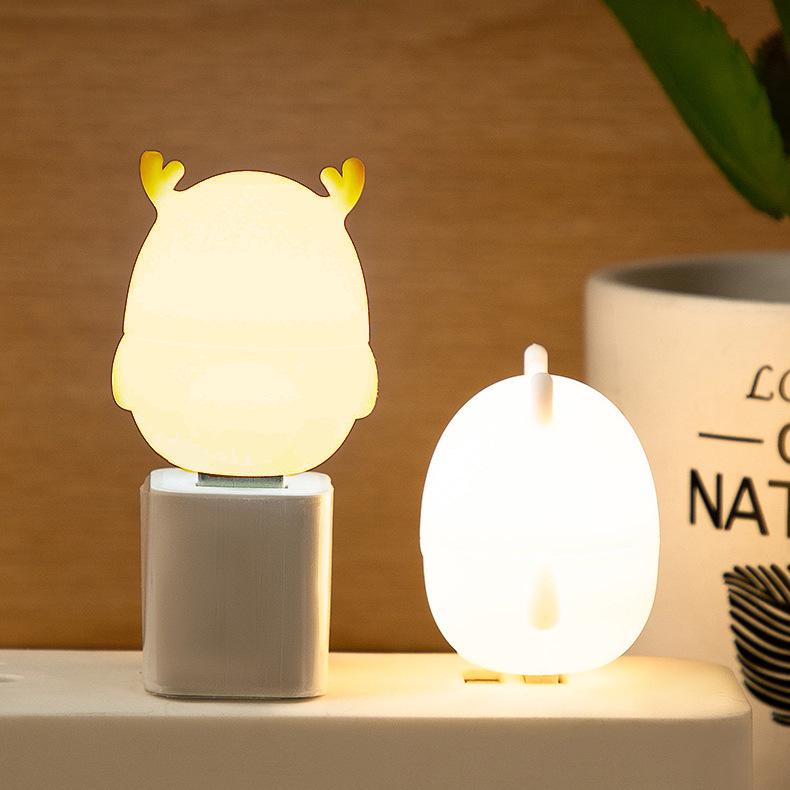 Heart-Shaped LED USB Night Light with Power Bank - White, Warm, Blue, Pink for Bedroom or Dorm Table 