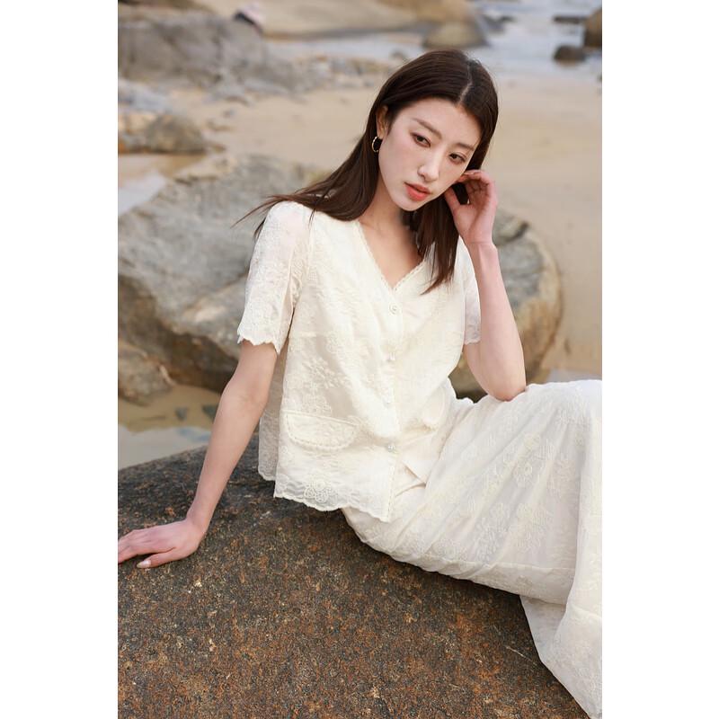 Sancai Plus Size Embroidered Top & Skirt Two-Piece Set