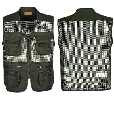 Men's Plus Size Loose Summer Mesh Vest Breathable Thin Vest Fishing Photography Shoulder Vests