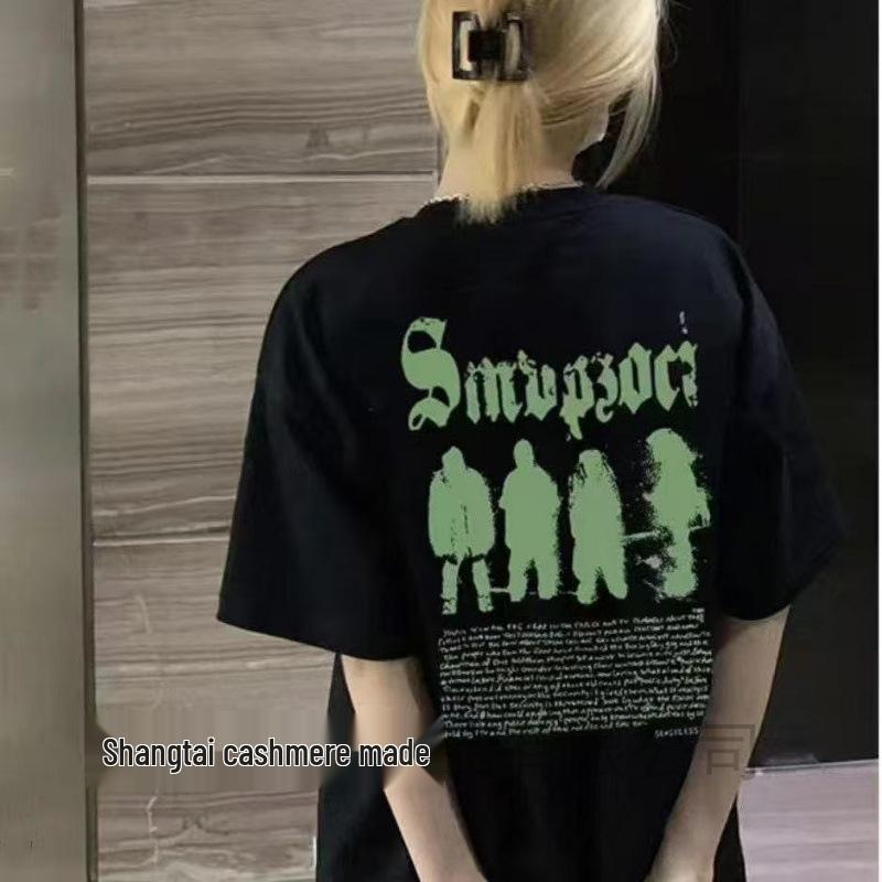 

220g Heavyweight Women s Retro Drop Shoulder Cotton T-shirt - Short Sleeve Summer Top for Couples 2XL