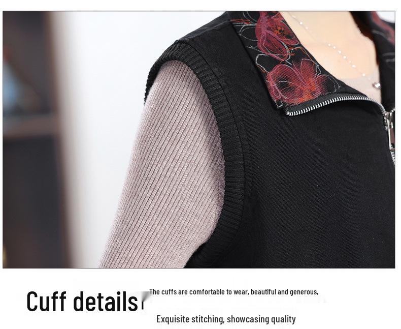 Grandma's Casual Zipper Vest for Elderly Women - Spring/Fall Style