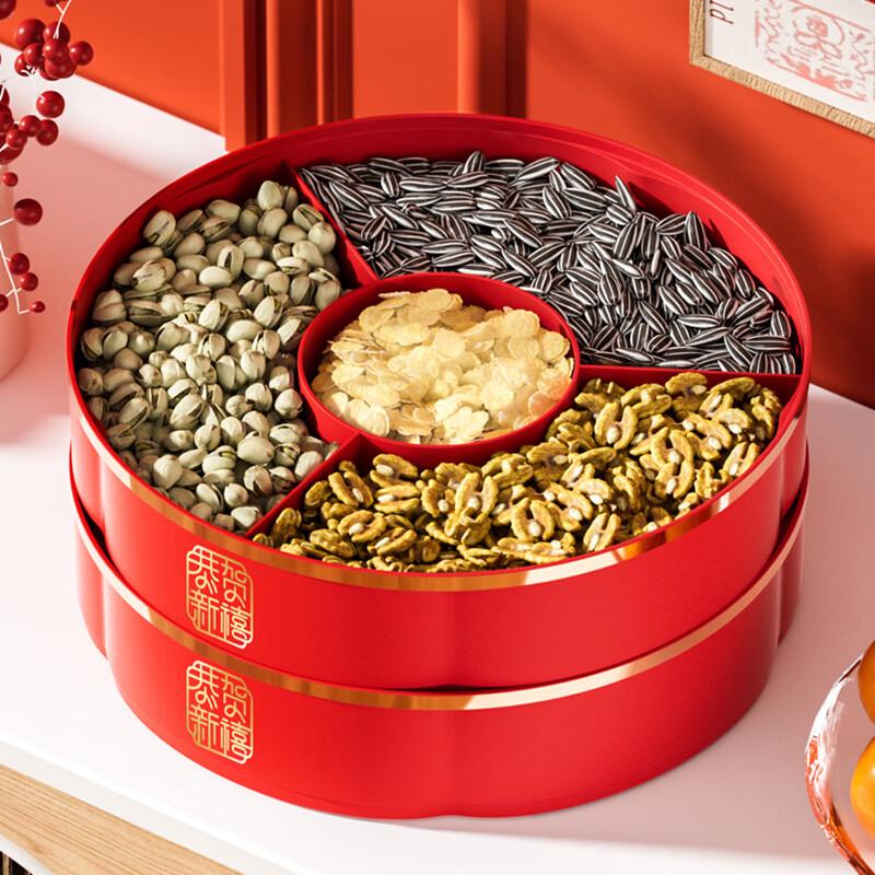 Nyårs dubbellager rund godis- och snacksbox