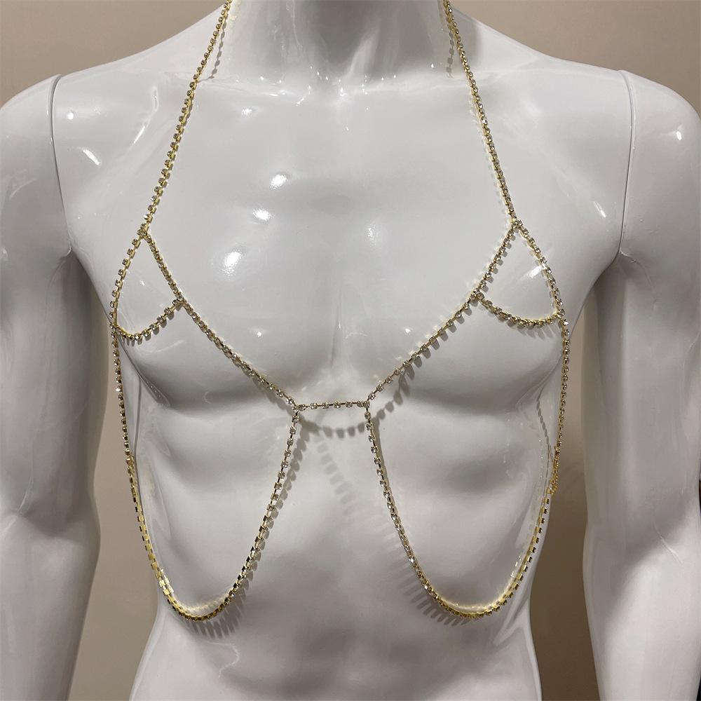 New Fashionable Simple Bikini Breast Chain, European And American Personality Full Diamond Sexy Body Chain Body Chain