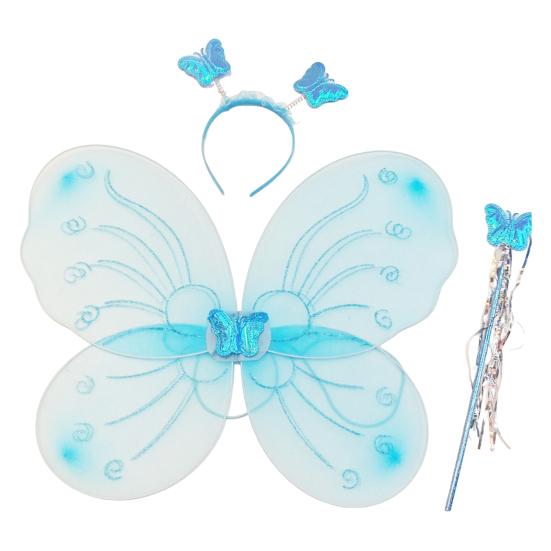 Yousheng 1 Set Girls Butterfly Wings Kids Foldable Butterfly Fairy Wings Hairband And Wand Fairy Costume Props for Halloween Parties Cosplay Photo