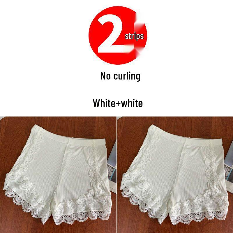 Women's Summer Lace Trim Anti-Exposure Ice Silk Safety Shorts
