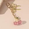 1pc Unisex Red Cherry Shaped Keychain With Fashionable Bow Pendant, Luxury Handbag Key Ring Accessory For Mother's Day Eid al Ad