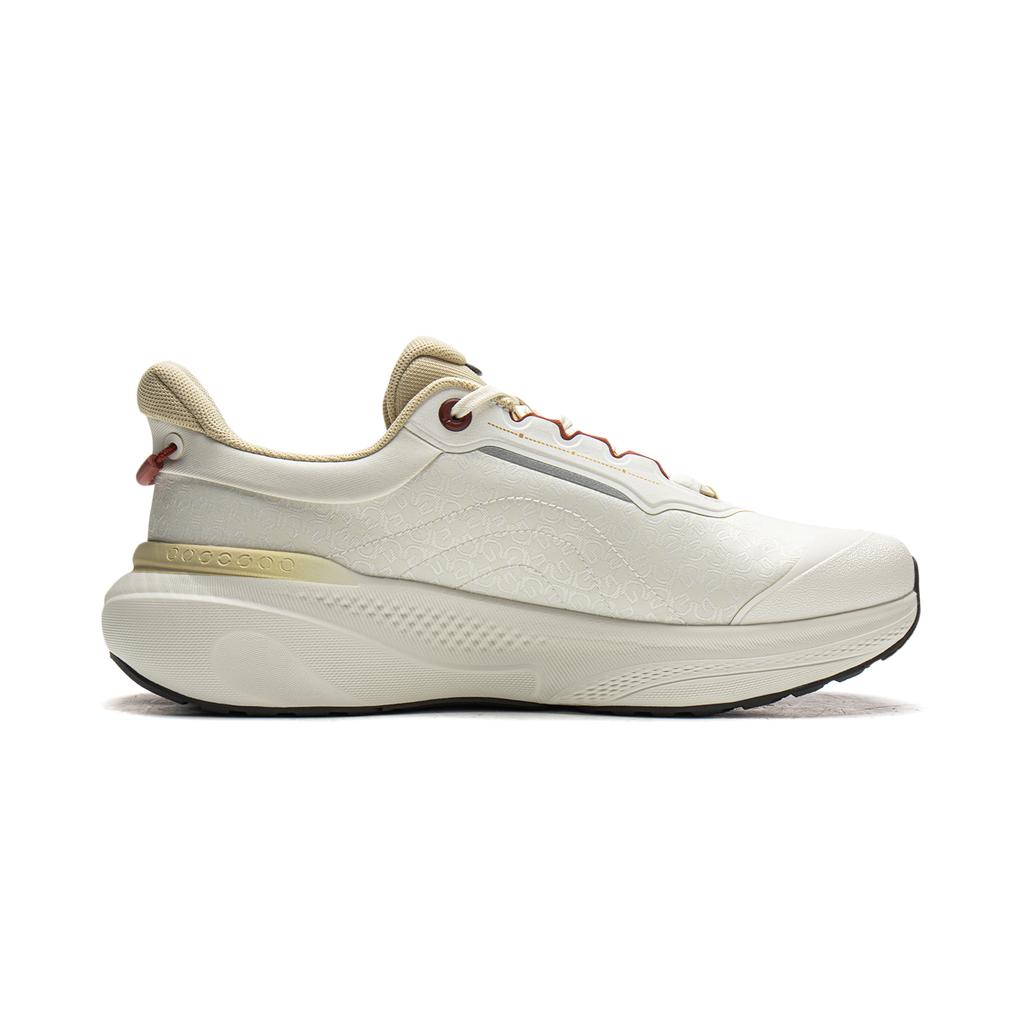 Li Ning SOFT PLUS 2 Cushioning Slip Resistant Abrasion Resistant Height Increasing Low Top Casual Shoes Men's Ecru AGLW013-1