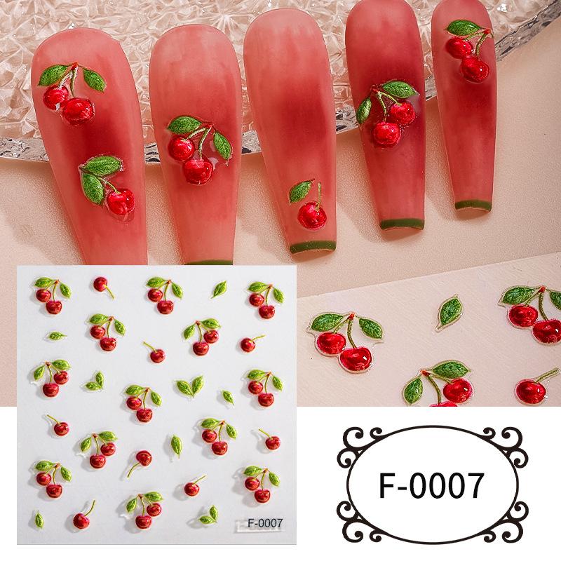 Tulip Embossed Nail Sticker DIY Cherry Nail Sticker