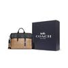 Coach Sullivan 39 Flap Large Capacity Classic Monogram Coated Canvas Pebble Leather Tote Crossbody Briefcase Men Bags Brown Black C9873-QBT4U
