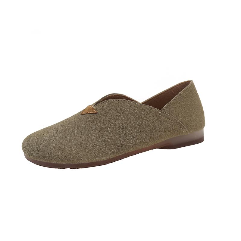 Fashion Original Sheep Suede Loafers Women Shoes Round Toe Flats Luxury Soft Soles Elegant Slip on 2024 New Genuine Leather Shoes