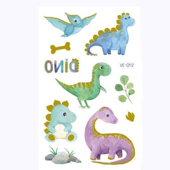 Dinosaur Tattoo Stickers Cartoon Bronzing Fake Temporary Tattoo Stickers for Kids Boy Girl Face Arm Body Art Stickers Toys