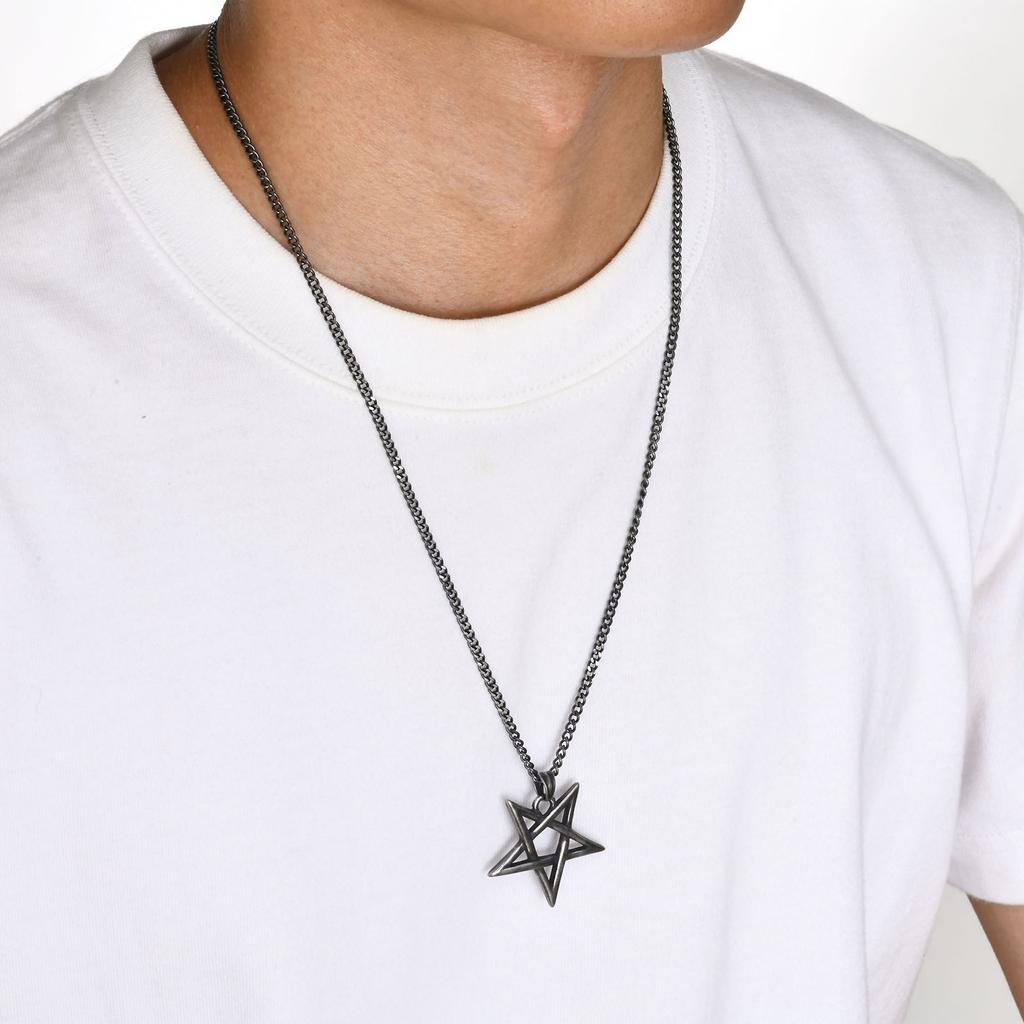 Collane Stella di David per Uomini Ragazzi, Collana con Ciondolo Stella a Cinque Punte in Acciaio Inossidabile Impermeabile, Gioielli Amuleto Retro Regali