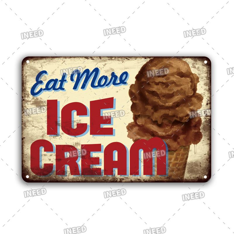 INEED Vintage Decor Fast Food Breakfast Lunch Tin Sign Wall Posters Metal Sign Art Plate Kitchen Decorative Plaque Metal Decor