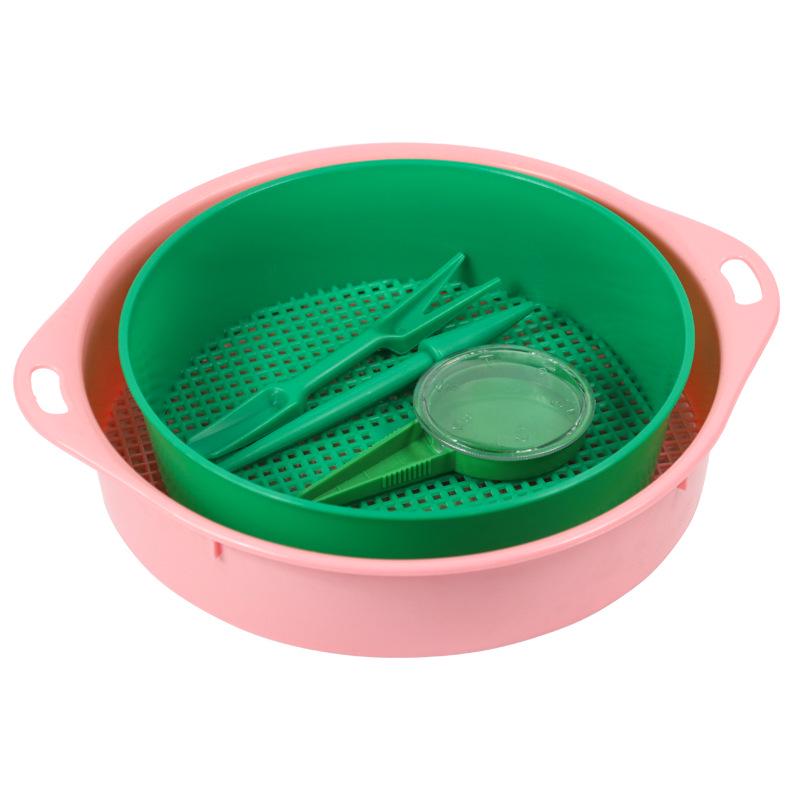 

Пластиковый набор садовых инструментов: Почвенное сито, сито для цветочной грязи, сеялка, посадочная машина для семян и сетка для пересадки.