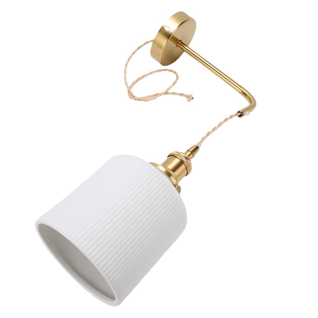 Wall Sconce Gold Brass Dimmable Bulb Frosted Finish Ceramic Lampshade Wall Light Fixture for Bedroom