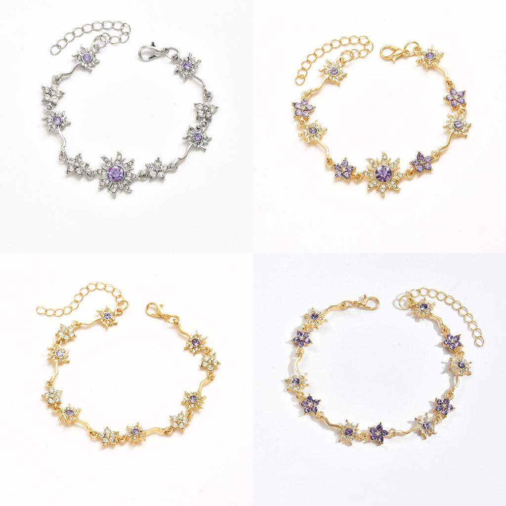 Flower Star Jewelry Bracelet With Purple Gemstone For Women Summer