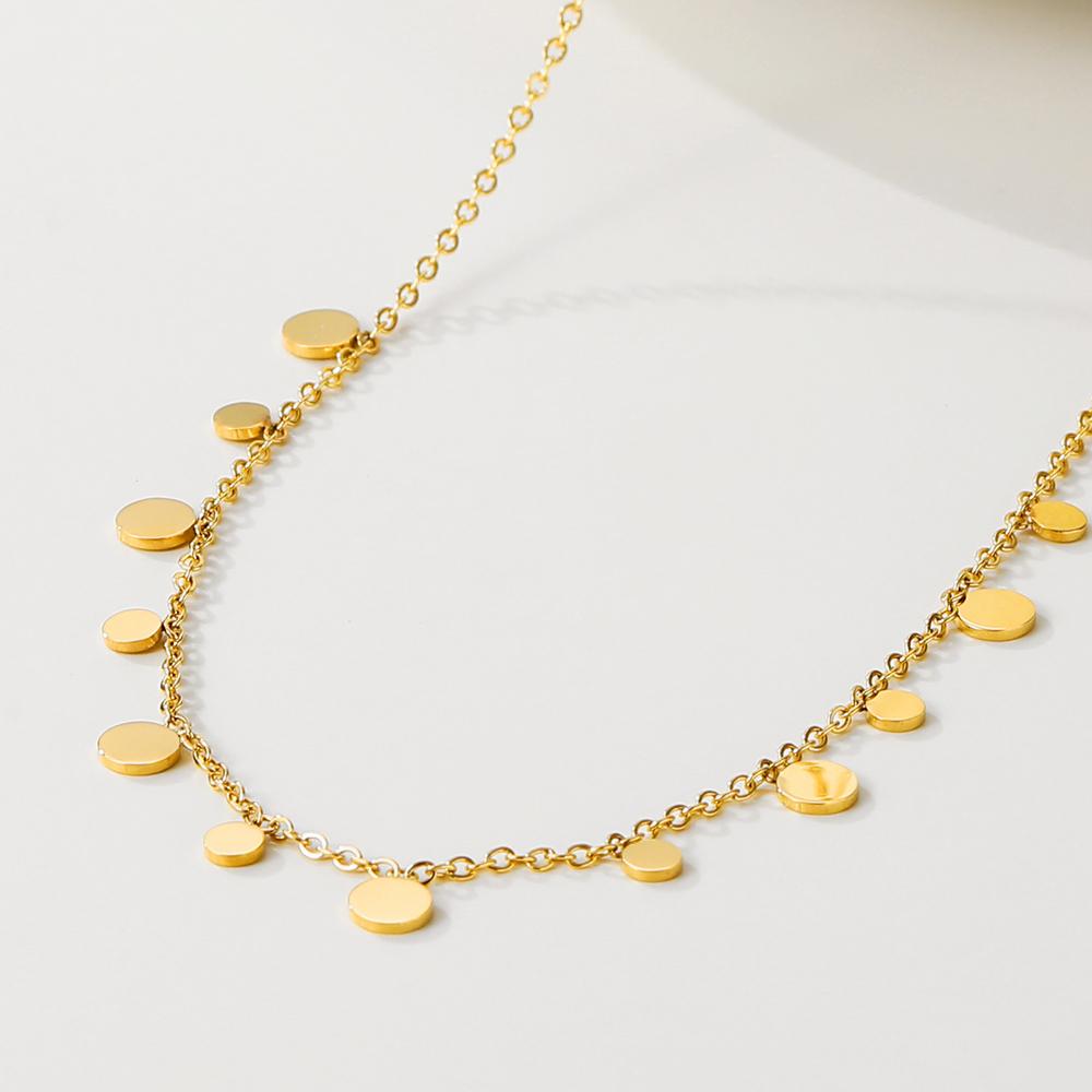 YACHAN Collana a Catena Dorata in Acciaio Inossidabile 316L per Donna Piccola Geometrica Rotonda Multiple Pendenti Collane Corte Gioielli