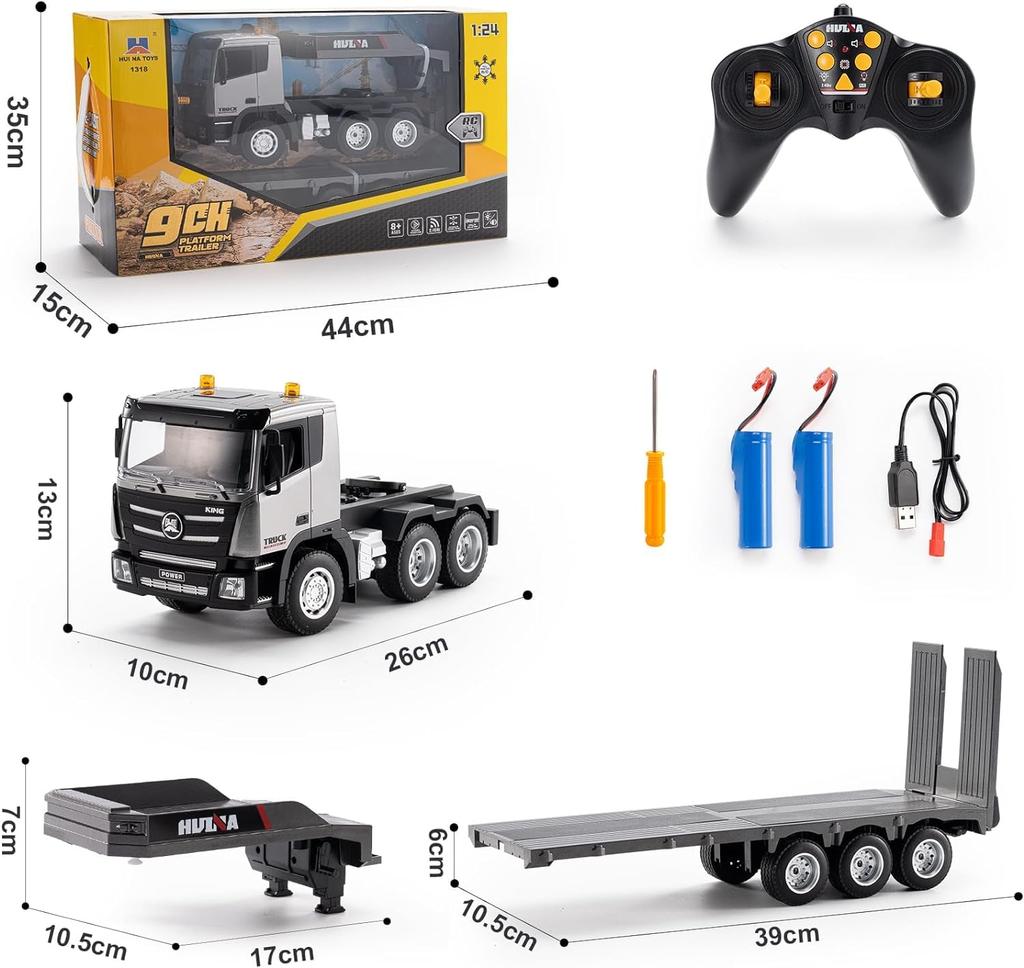 Radio-controlled Heavy Equipment Transport Trailer for Kids, Radio-controlled Trailer, Safety Loader, Multi-functional Construction Vehicle,
