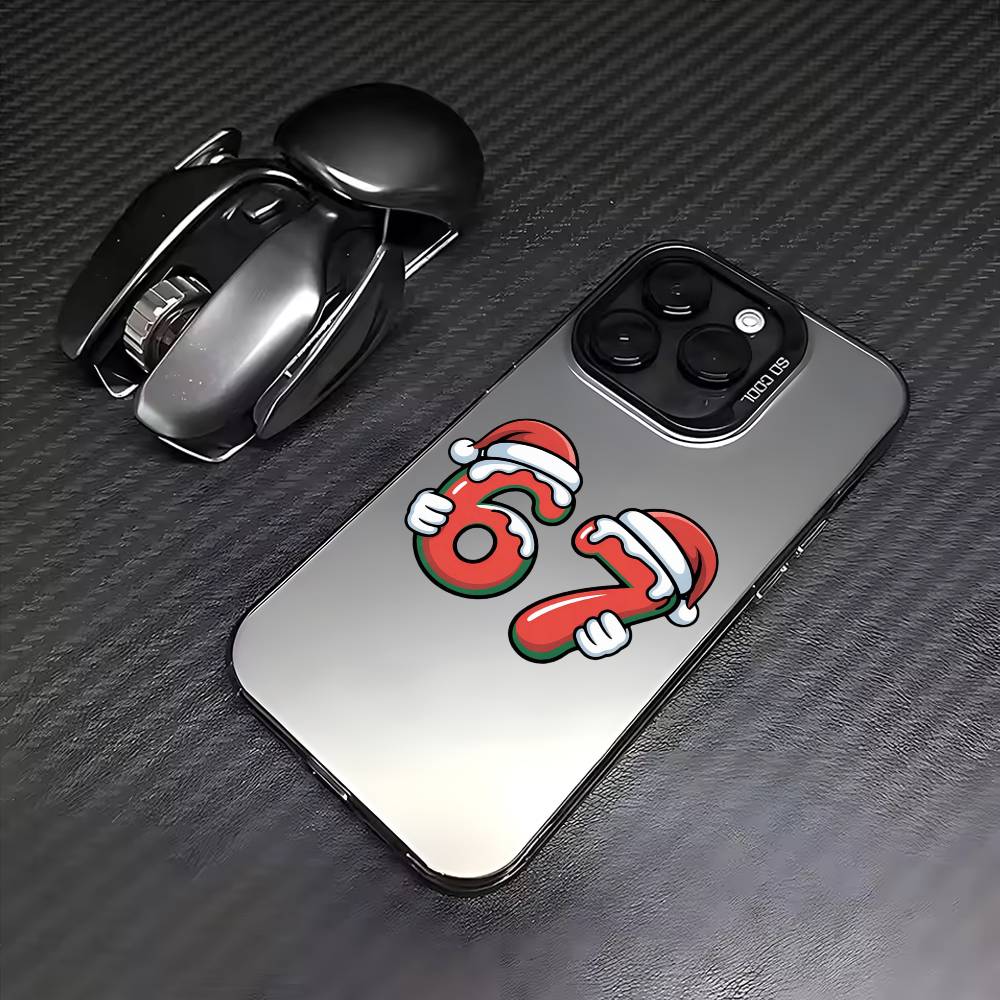 67-Six Seven Phone Case For iPhone 17,16,15,14,13,12,11 Plus,Pro Max,Colored Silver Phone Case