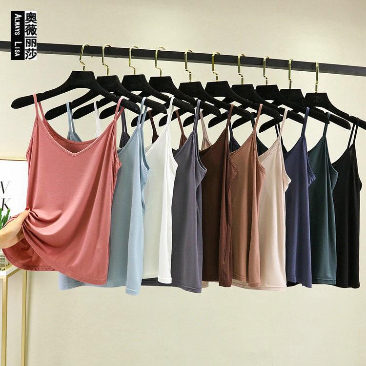 Modalne ramiączka damska bez rękawów dekolt V letnia bielizna cienka dopasowana dolna bielizna cienka casualowy top