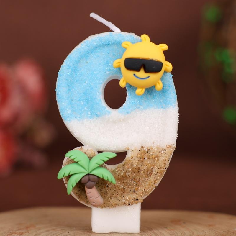 Ocean Beach Number Birthday Candle Cake Party Decoration Birthday 1st Birthday Handmade Candle 0-9