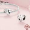 BAMOER 925 Silver Mother & Daughter Bead Affinity Heart Charm for Women Bracelet Bangle DIY Mother's Day Gift BSC687