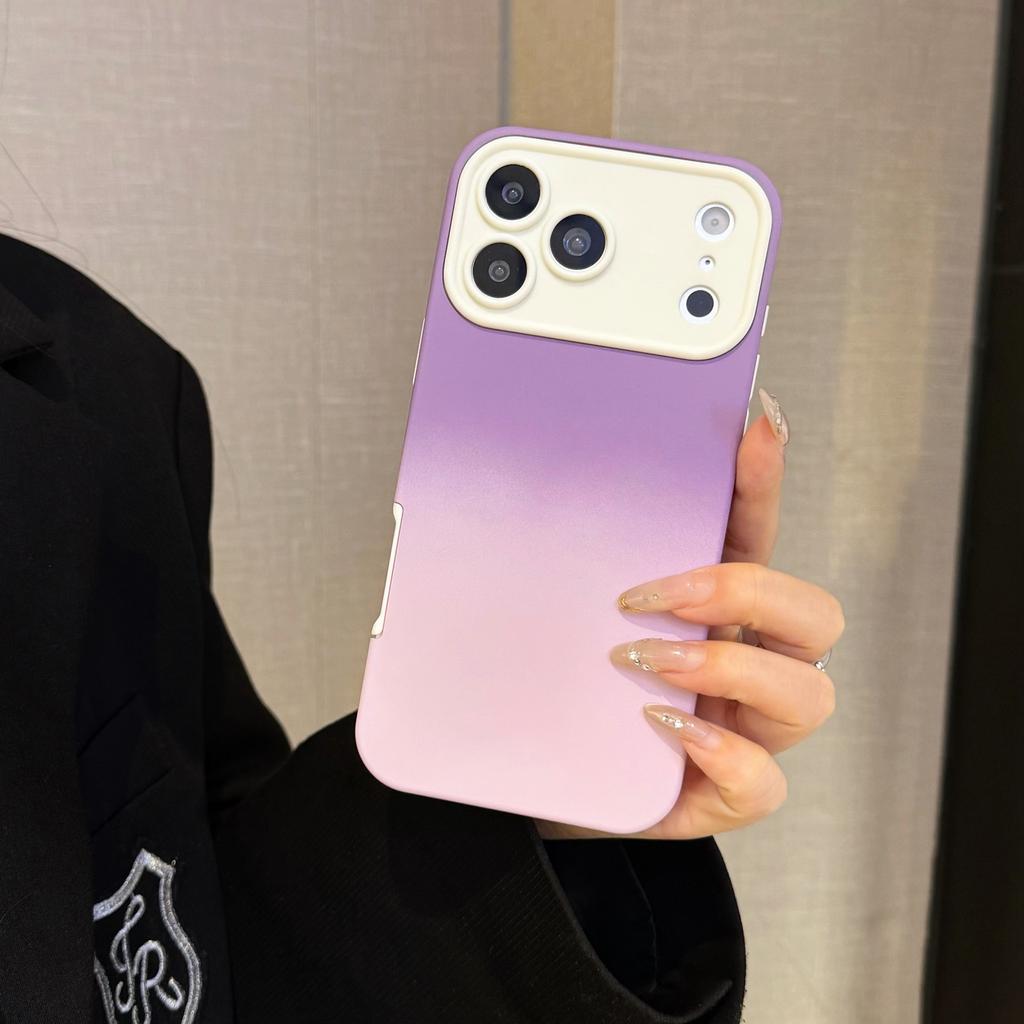 Gradient Color Matte Camera Protection Case For iPhone 17 16 15 14 13 Pro Max 2 IN 1 Large Window Anti-fall Bumper Phone Cover