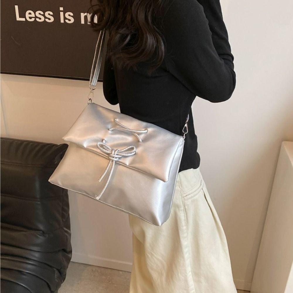 

Korean Style Bow Messenger bag Soft Leather Bow Shoulder Bag New Design Bandage Bowknot Bag Ladies