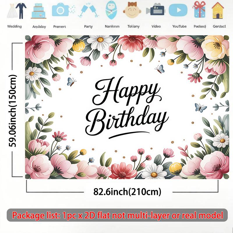 A 2D flat banner, a floral birthday card, very suitable for classrooms, offices and various events