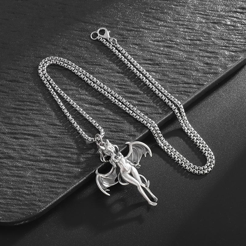 Six Winged Angel Pendant Necklace, Trendy and Personalized Accessories, Men's and Women's Retro Pendant Necklace