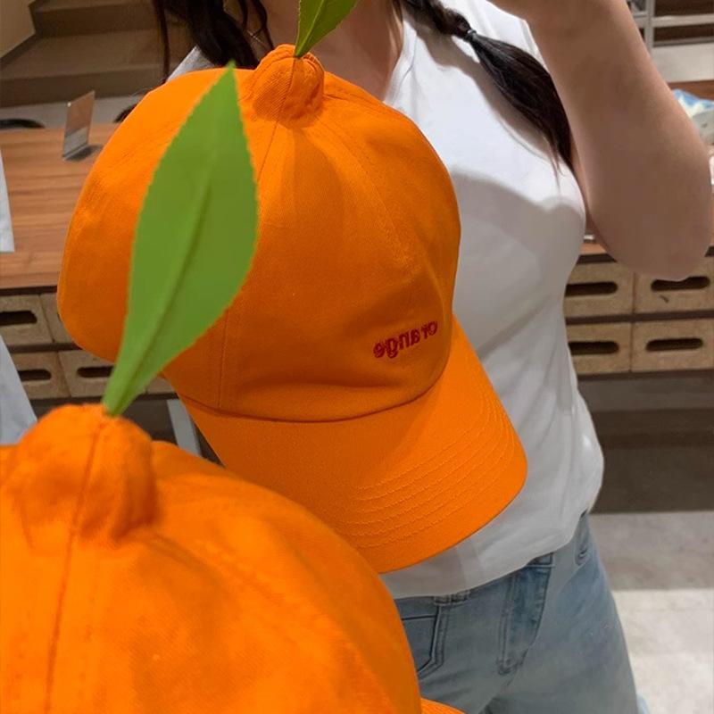 Cute Funny Ugly Orange Baseball Hat Letters Fashionable Soft Top Sun Hat Summer Small Orange Duckball Hat Men's Trendy