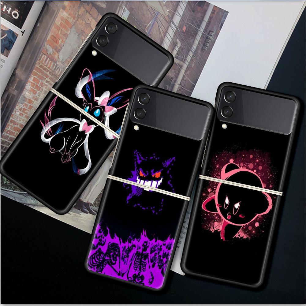 Anime Pokemon Japan Cell Case For Samsung Galaxy Z Flip 3 4 5G Fashion Z Flip3 Luxury Black Hard Back Phone Coque Cover