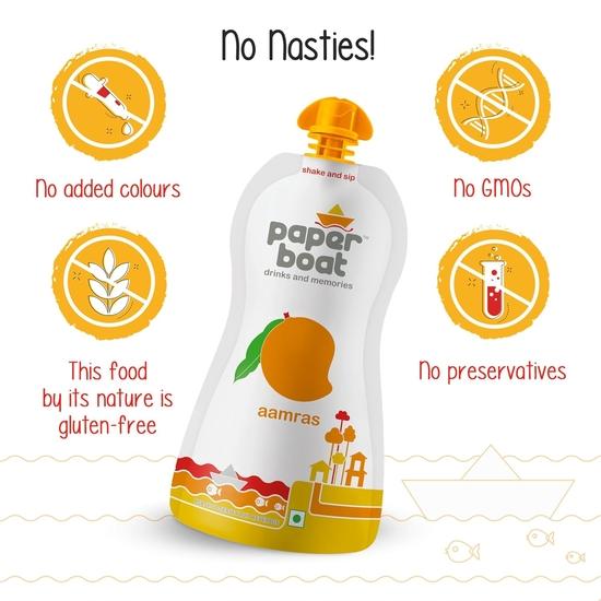 Paper Boat Aamras, Mango Fruit Juice, No Added Preservatives and Colours (Pack of 6, 200ml Each)