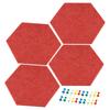 4Pcs Hexagon Felt Pin Board Self-adhesive Memo Board Notice Board Wall Decorative Tiles Wall Bulletin Pin Board with Push Pins