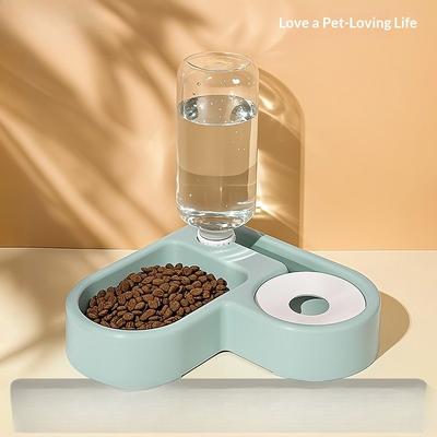 Cat Bowl Automatic Water Dispenser Heart-shaped Pet Bowl Moisture-proof Mouth Cat Dog Bowl Double Bowl Integrated Eating Utensils
