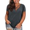 Women Plus Size Casual V Neck Short Sleeve Top Loose Fit Basic Tee Soft Fabric Comfortable Design for Daily Wear