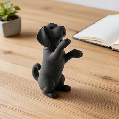 3D Printed Cute Dog Figurine Funny Puppy Sculpture Desktop Small Black Dog Ornament for Shelf Desk Home Office Decor