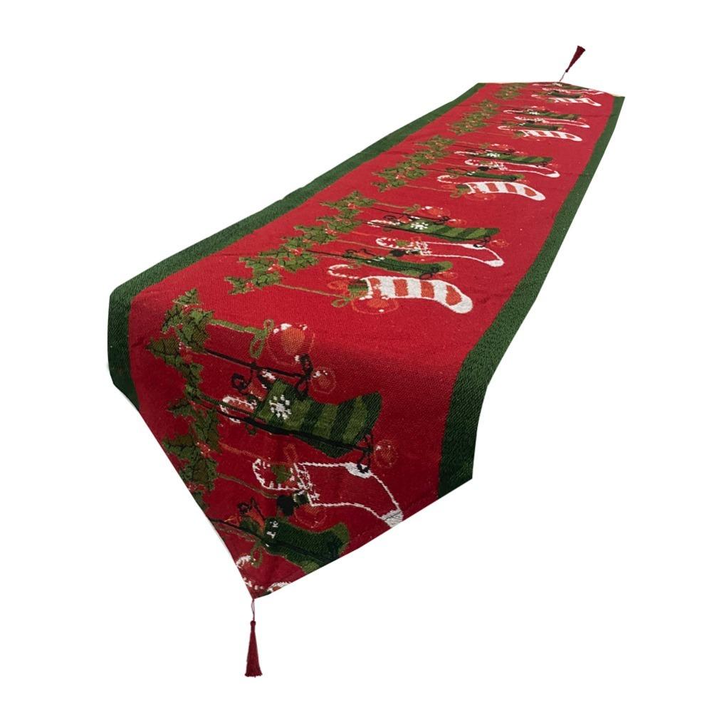 Snowman Themed Christmas Table Runner Cotton Tablecloth Holiday Dining Decor