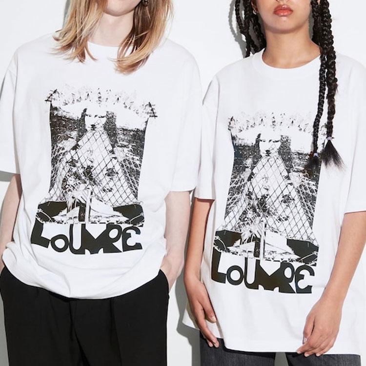 Uniqlo X Louvre Collaboration SS23 Round Neck Graphic Print Loose Fit Short Sleeve T-Shirt Unisex Tops White 456301-00
