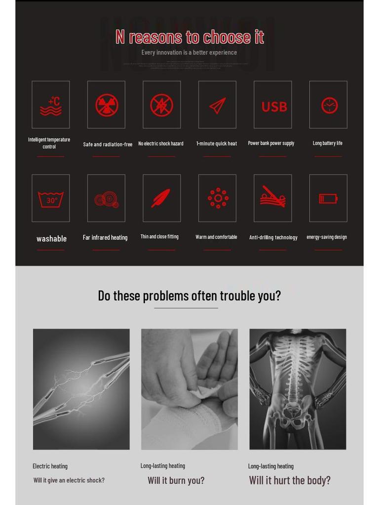 Herren Winter Smart Elektrische Beheizbare Weste mit 28 Heizzonen