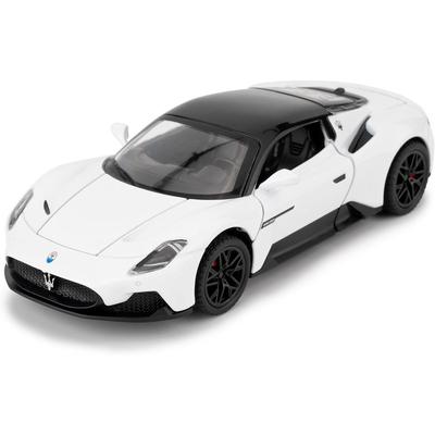 1/32 Maserati MC20 Model Samochodu Ze Stopu Zabawka z Funkcją Pull Back, Która Wydaje Dźwięk i Jasne Światło, Modelowa Zabawka do Kolekcji, Prezent dla Dzieci (Biały)