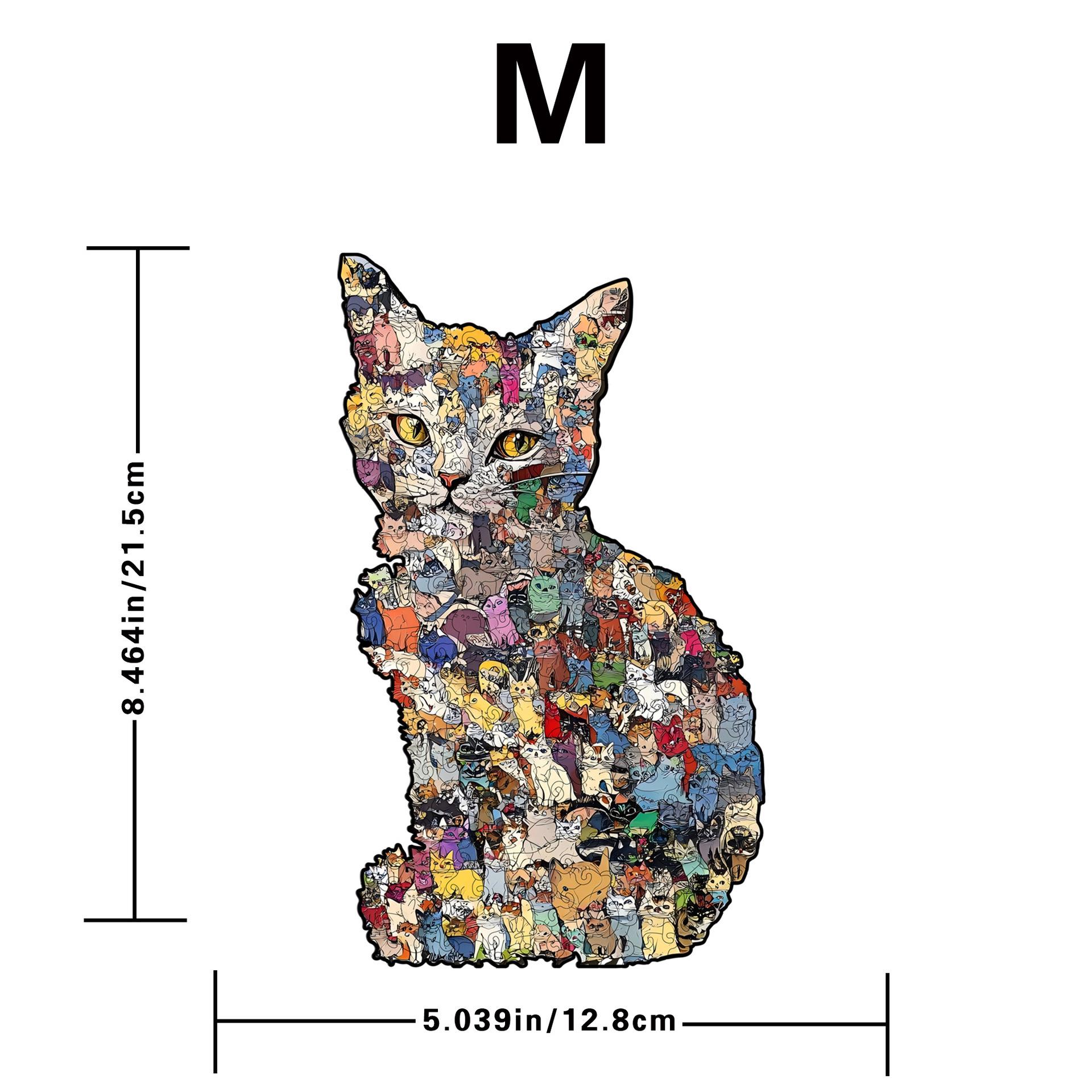 Wacocetoy Wooden Cube Cat Puzzle: Irregular Money Box Assembly Toy