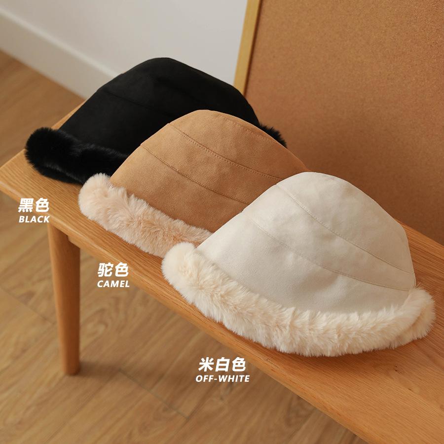 

Winter plush bucket hat plain elegant basin hat thickened warm face small hat female niche retro One Size (55-59cm) сірий колір