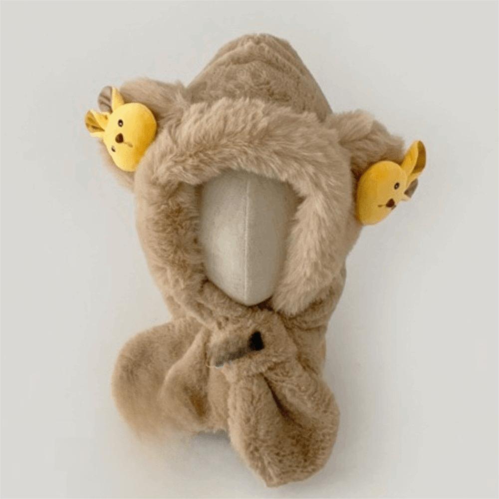 

Милый дизайн Комплект шапки и шарфа «Все в одном» Удобный материал Шарф с мультяшным медведем Теплый шарф Зимний сезон хаки