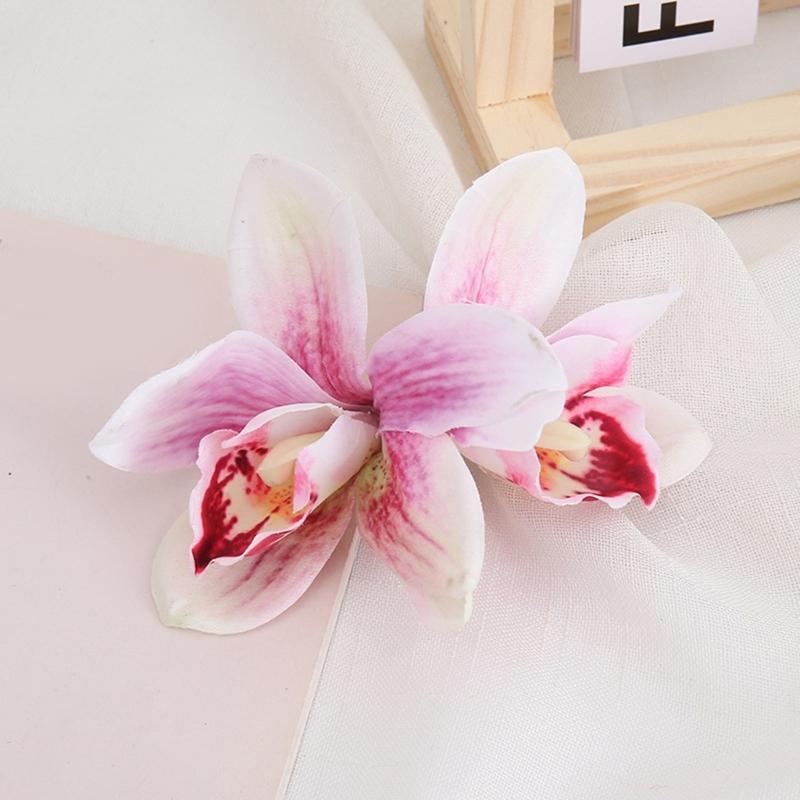 Bohemian Style Hairpin Double Large Artificial Cymbidium Flower Hair Clip For Women And Girls Fashion Accessory